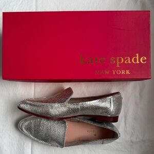 Kate Spade Carina Silver Flats Metallic Loafers Size 6.5 - Used, Great Condition